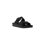 Schwarze Birkenstock Damen-Sandalen, Modell Arizona, aus Gummi, mit zwei verstellbaren Riemen und vorgeformtem Fußbett