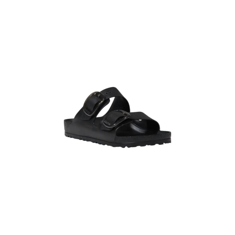 Schwarze Birkenstock Damen-Sandalen, Modell Arizona, aus Gummi, mit zwei verstellbaren Riemen und vorgeformtem Fußbett