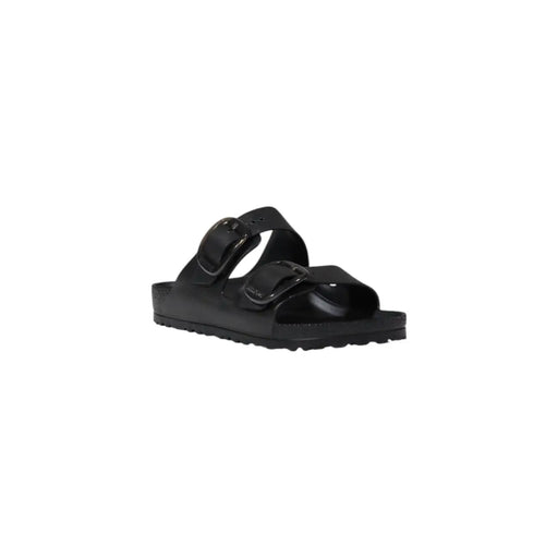 Schwarze Birkenstock Damen-Sandalen, Modell Arizona, aus Gummi, mit zwei verstellbaren Riemen und vorgeformtem Fußbett