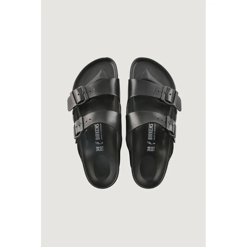 Schwarze Birkenstock Damen-Hausschuhe, Größe 3, Modell Arizona Sandalen, mit zwei verstellbaren Riemen und vorgeformtem Fußbett