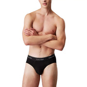 Black calvin klein briefs with white logo elastic band in the black calvin klein thong and brief collection