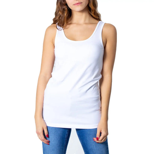 Ärmelloses Tanktop aus schwarzem Baumwollmischgewebe für Damen Top