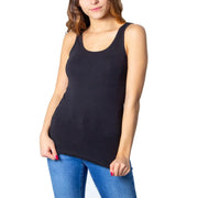 Schwarzes ärmelloses Tanktop aus Baumwollmischgewebe top für Frauen mit figurbetonter Silhouette