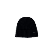 Schwarze Strickmütze aus warmem, weichem Material, ideal für kaltes Wetter