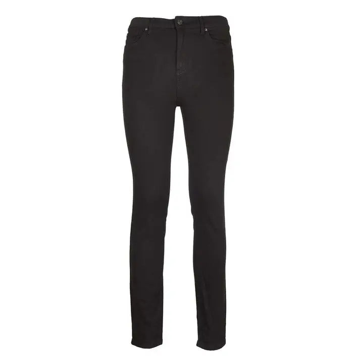 Black skinny denim jeans displayed in a product image showcasing slim-fit style