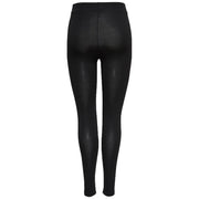 Black women’s leggings for fall and winter with a shiny material and high-waisted design