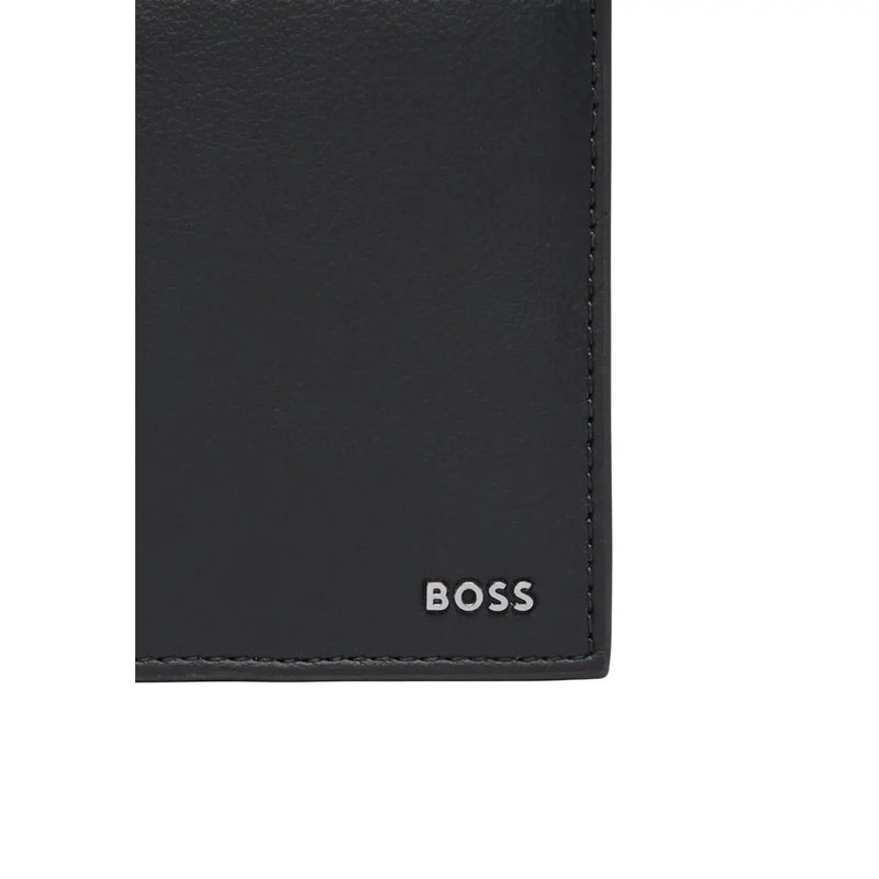 Schwarzes Herren-Portemonnaie von Boss aus Polyurethan in Lederoptik mit dezenten Ziernähten und minimalistischem Design, von der Rückseite dargestellt