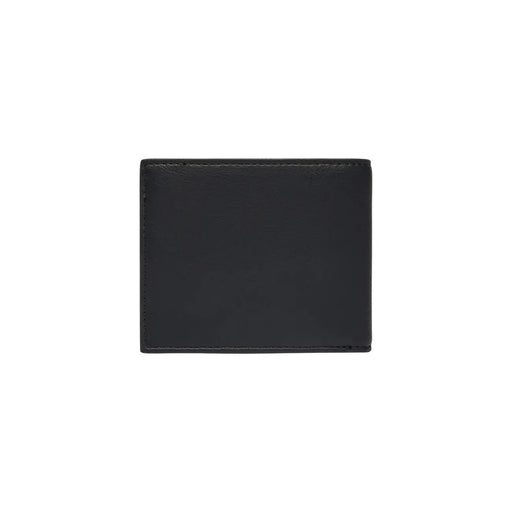 Schwarzes Herren-Portemonnaie von Boss aus Polyurethan, 12 x 9 cm, mit schwarzem Lederbezug und sauberen Ziernähten an den Kanten.