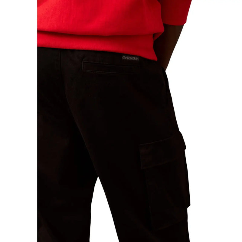 Calvin Klein Jeans black fall winter men trousers featuring sleek modern cargo pants with functional side pockets