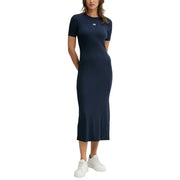 Calvin Klein Jeans navy blue ribbed knit midi dress with short sleeves