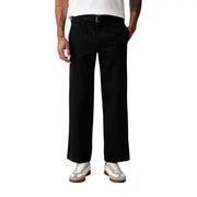 Calvin Klein Jeans Schwarze Herren-Baumwollhose mit weitem Bein, taillierter Passform und dezenten Bundfalten vorne.