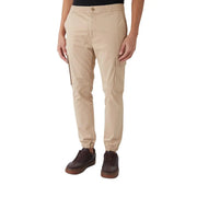 Beige Cargohosen mit elastischem Bund, Kordelzug, Seitentaschen und Bündchen an den Knöcheln – Calvin Klein Jeans Herbst/Winter Baumwollmischgewebe