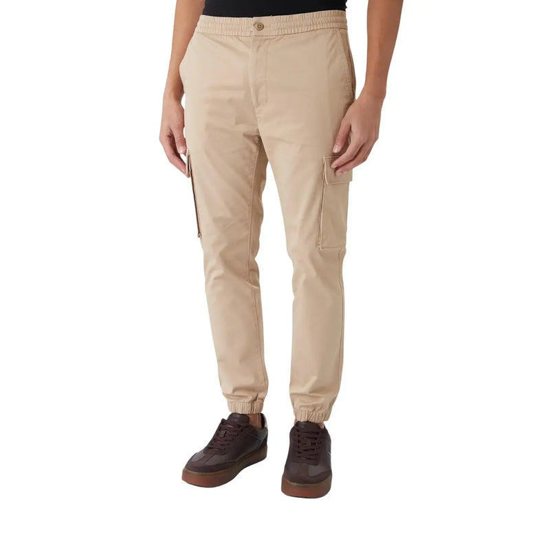Beige Cargohosen mit elastischem Bund, Kordelzug, Seitentaschen und Bündchen an den Knöcheln – Calvin Klein Jeans Herbst/Winter Baumwollmischgewebe