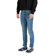 Calvin Klein Jeans Herren-Jeans aus blauem Denim in schmaler Passform mit klassischem Fünf-Taschen-Design und Reißverschlusstasche