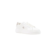 Weiß Calvin Klein Jeans Herren-Sneaker aus Leder mit elegantem, minimalistischem Design und dezentem Metallic-Logo für Herbst und Winter