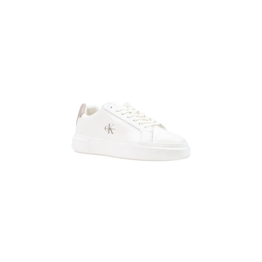 Weiß Calvin Klein Jeans Herren-Sneaker aus Leder mit elegantem, minimalistischem Design und dezentem Metallic-Logo für Herbst und Winter