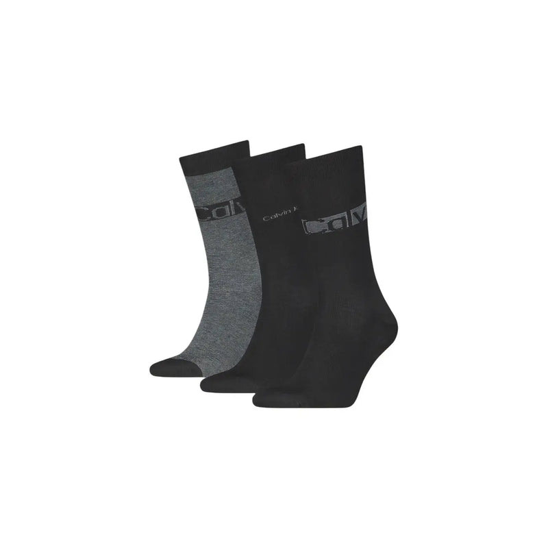 Calvin Klein Jeans Schwarze und graue Herren-Baumwollsocken mit dezentem Strukturmuster an der Seite in beiger Geschenkbox