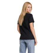 Calvin Klein Jeans Schwarzes, klassisches Kurzarm-T-Shirt aus Baumwolle für Damen mit schlichtem, einfarbigem Design, Vorderansicht