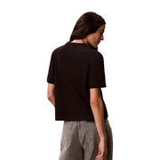 Calvin Klein Jeans Schwarzes, kurzärmeliges Damen-T-Shirt aus Baumwolle mit Rundhalsausschnitt, Vorderansicht