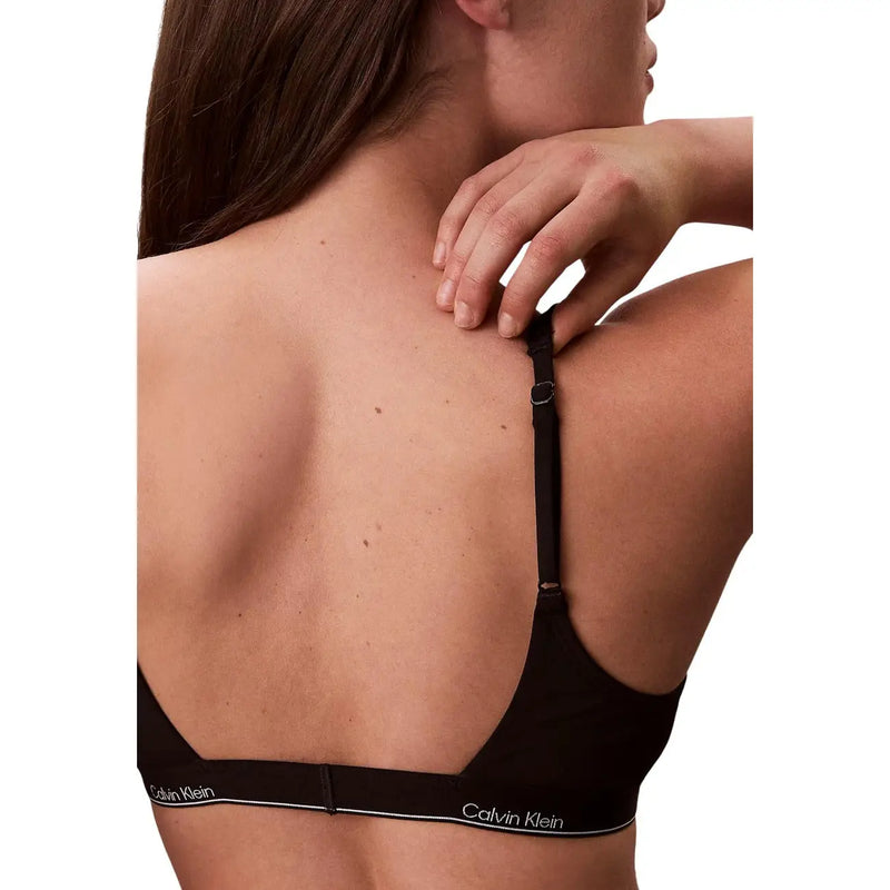 Calvin Klein Jeans Schwarzes Neckholder-Bralette für Damen mit elegantem, minimalistischem Design und dezentem weißen Logo-Besatz am Band