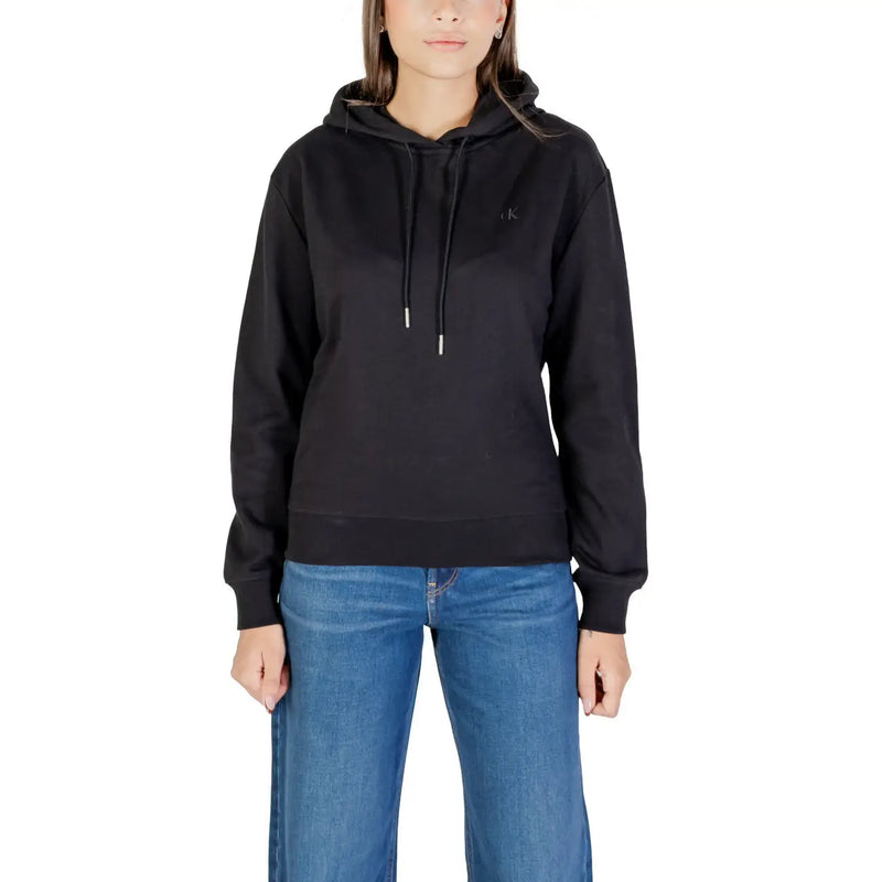 Calvin Klein Jeans Schwarzer Damen-Kapuzenpullover mit gesticktem Logo