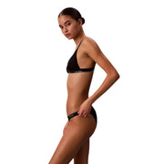 Calvin Klein Jeans Schwarzes Triangel-Bikini-Set für Damen mit weißen Logobändern top und Kurzbeschreibungen