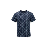 Marineblau Calvin Klein Jeans Damen Kurzarm-Baumwollhemd t-shirt mit einem sich wiederholenden weißen geometrischen Muster