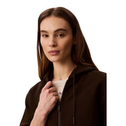 Brauner Calvin Klein Jeans Damen Baumwoll-Kapuzenpullover mit Reißverschluss, dezentem Brustlogo und passenden Kordelzügen