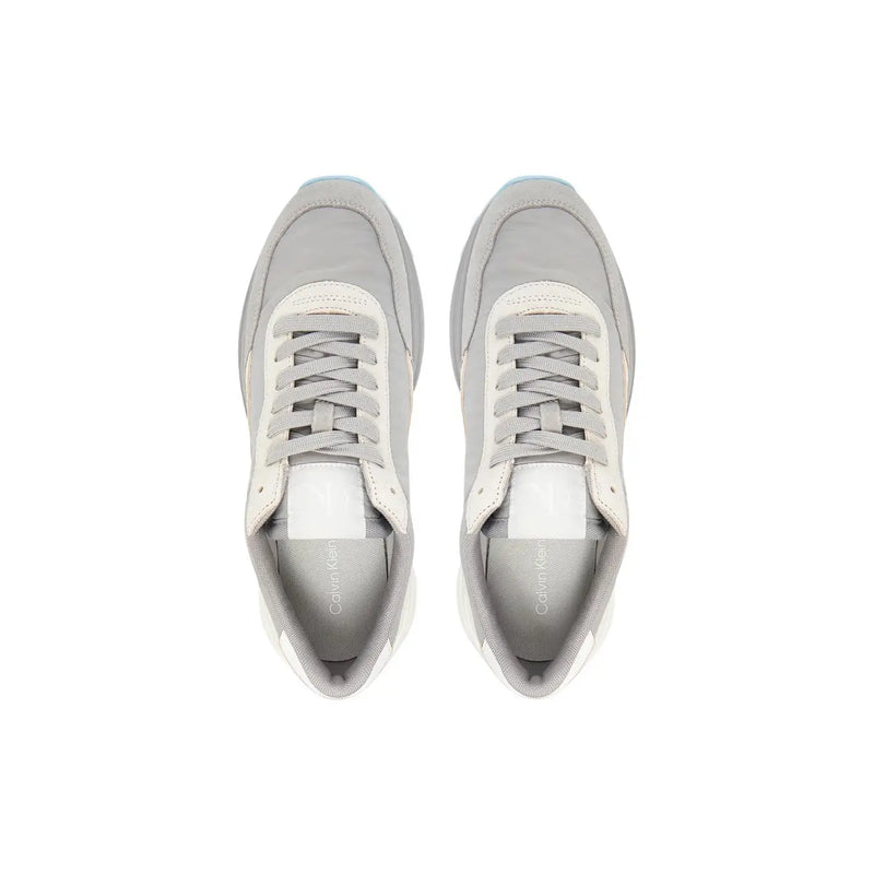 Calvin Klein Jeans Graue Damen-Sneaker aus Leder mit elegantem, modernem Design in Grau und Weiß