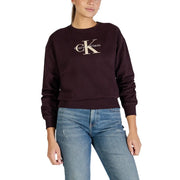 Dunkelburgunderrot Calvin Klein Sweatshirt mit cremefarbenem CK-Logo auf der Brust