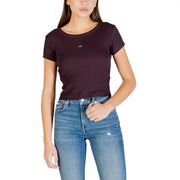 Calvin Klein Jeans Damen hellblaues Kurzarm-Rundhals-Shirt T-shirt