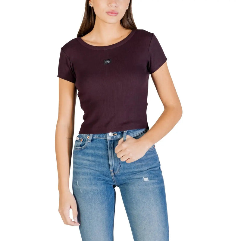 Calvin Klein Jeans Damen hellblaues Kurzarm-Rundhals-Shirt T-shirt