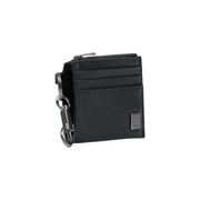 Calvin Klein Schwarze Herren-Geldbörse aus Leder mit Kartenhalter, Reißverschluss, Metallschlüsselring und kleinem quadratischen Markenlogo