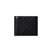 Calvin Klein Schwarze Herren-Ledergeldbörse mit strukturierter Rautenmusterung auf der Vorderseite und glatten, glänzenden Seiten, 11 x 9,5 cm