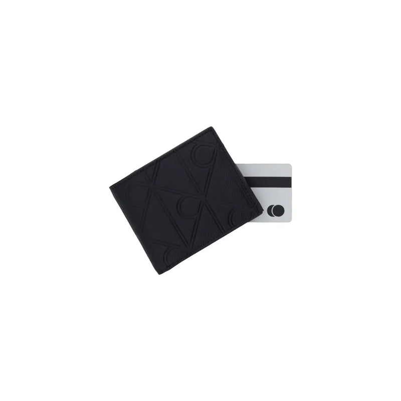 Calvin Klein Schwarze Herren-Geldbörse aus Leder mit Reißverschluss und geprägtem geometrischem Muster, Maße: B 2 x H 9 x L 2 cm