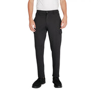 Men’s black cargo pants with dark brown shoes from Calvin Klein Winter Trousers collection