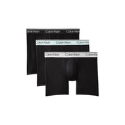 Schwarz Calvin Klein Herren-Boxershorts aus dehnbarem Baumwollstoff mit weißem Bund und schwarzen Logobuchstaben