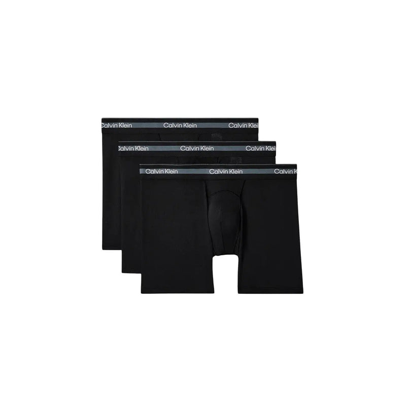 Schwarze Calvin Klein Herren-Boxershorts aus Baumwollstretch mit dezentem grauen Bund, der das Markenlogo trägt