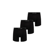 Schwarze Calvin Klein Herren-Boxershorts aus Baumwollstretch mit weißem Logo-Bund, von hinten gesehen