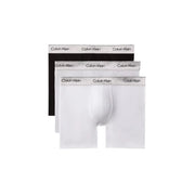 Dreierpack Calvin Klein Herren-Boxershorts aus schwarzem und weißem Baumwollstretch mit markeneigenem elastischem Bund