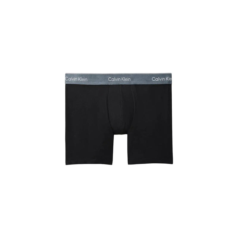 Schwarz Calvin Klein Boxershorts mit grauem Bund, der das Markenlogo trägt, für Herrenunterwäsche
