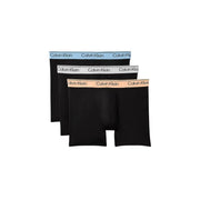Calvin Klein Herren-Boxershorts aus schwarzem Stretch-Baumwollstoff, 3er-Pack, mit elastischem Bund in Hellblau, Weiß und Pfirsichfarben