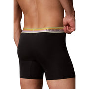 Schwarz Calvin Klein Herren-Boxershorts aus Baumwollstretch mit regenbogenfarbenem Gummibund