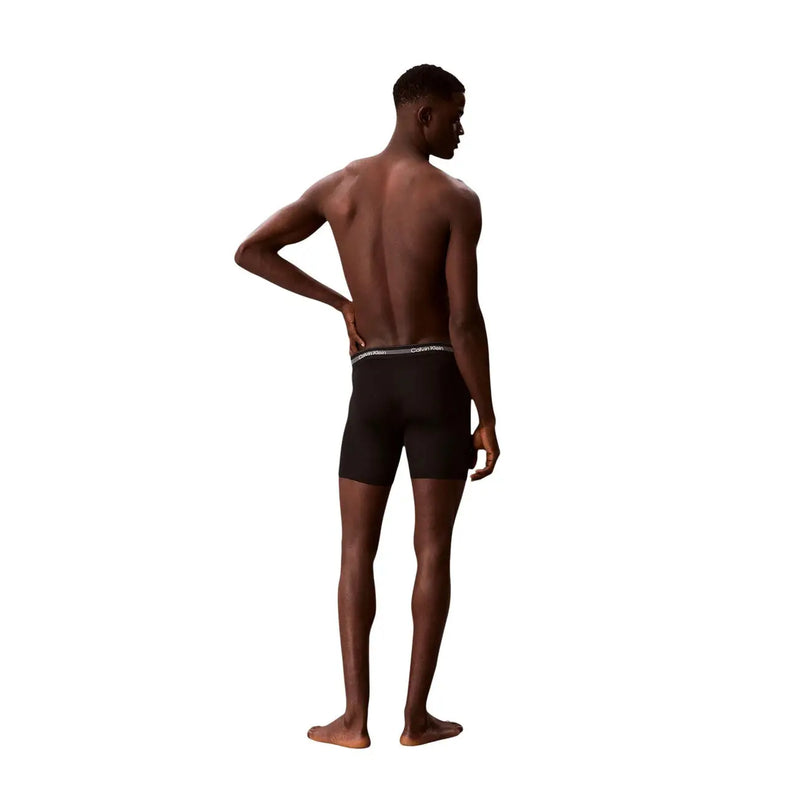 Schwarze Calvin Klein Polyester-Boxershorts mit weißem Logo-Bund im 3er-Pack für Herren