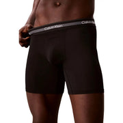 Calvin Klein Schwarze Herren-Boxershorts aus Polyester mit grauem Bund und weißem Logo, 3er-Pack für angenehmen Tragekomfort