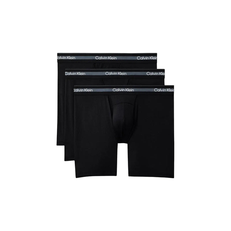 Schwarz Calvin Klein Herren-Boxershorts mit weißem Logo-Band aus Polyester, 3er-Pack