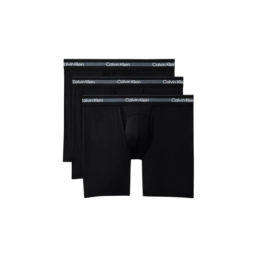 Schwarz Calvin Klein Herren-Boxershorts mit weißem Logo-Band aus Polyester, 3er-Pack