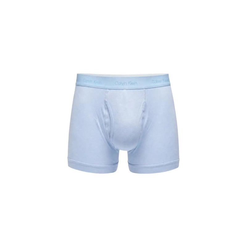Hellblaue Baumwolle Calvin Klein Herren-Boxershorts mit passendem elastischem Logo-Bund aus roter Baumwolle, 3er-Pack