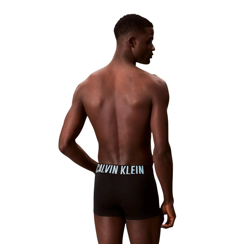 Schwarz Calvin Klein Baumwoll-Trunks für Herren mit weißem Logo-Bund im 3er-Pack