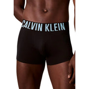 Schwarz Calvin Klein Herren-Baumwoll-Trunks mit hellblauem Logo-Bund im 3er-Pack